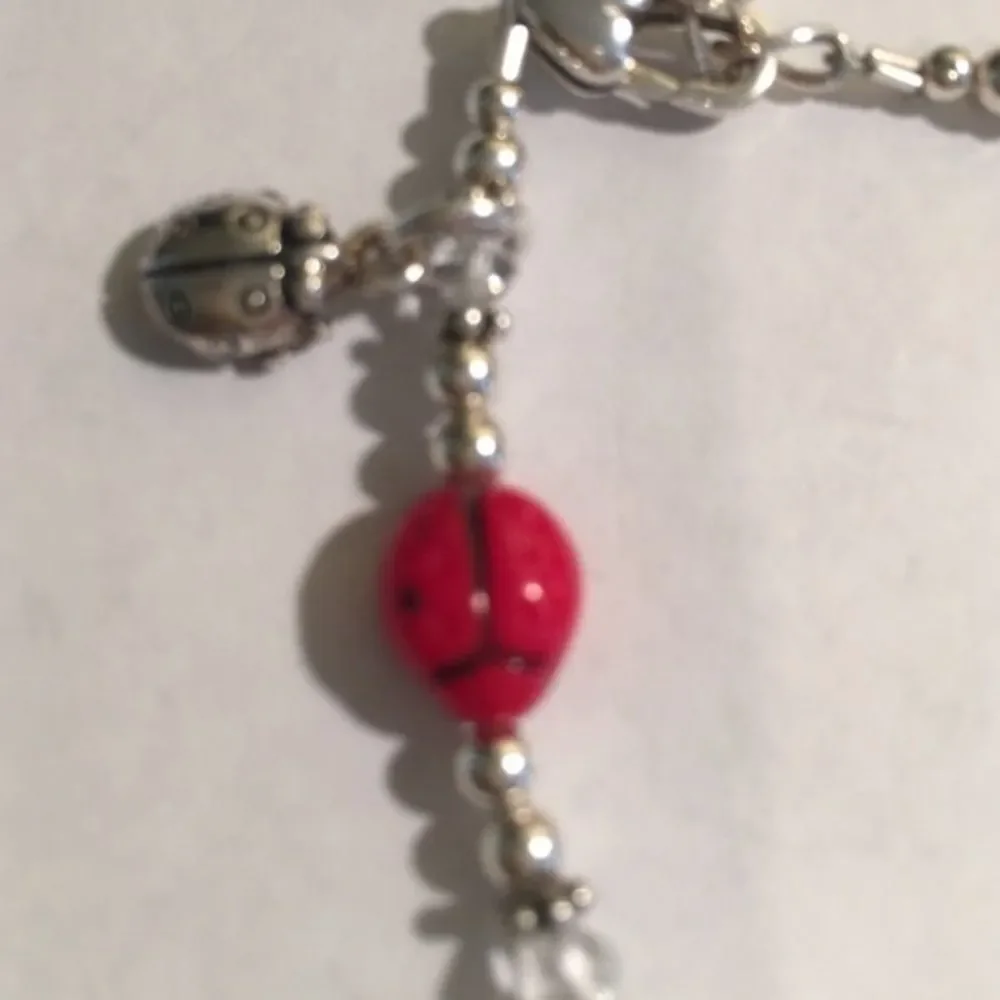 Sterling‎ ladybug bracelet with heart clasp
